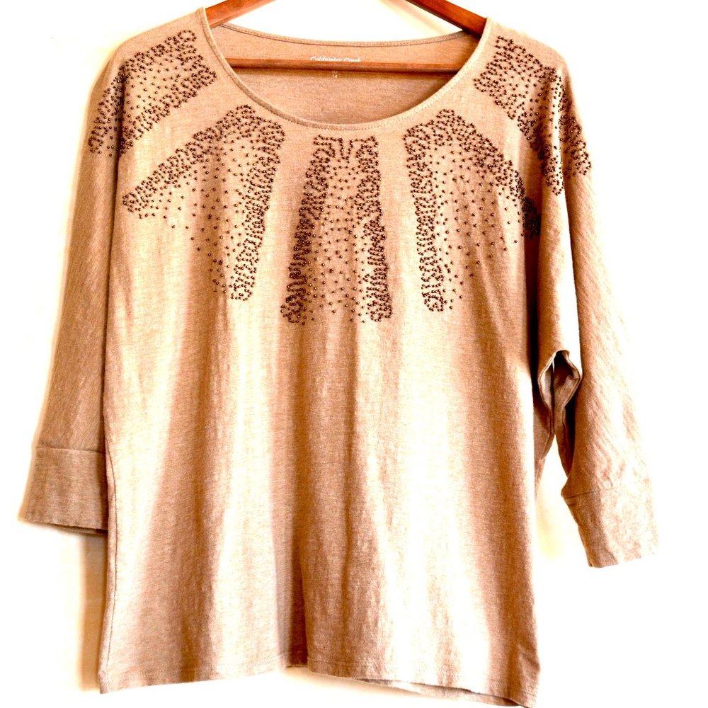 Coldwater Creek T-Shirt. Beaded. 3/4 Sleeves